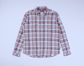 Men's PATAGONIA Organic Cotton Vintage Plaid Button Long Sleeve Shirt Size M