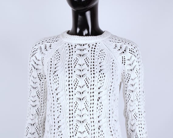 Women's SEZANE Zachary Openwork White Cotton Pointelle Lace Knit