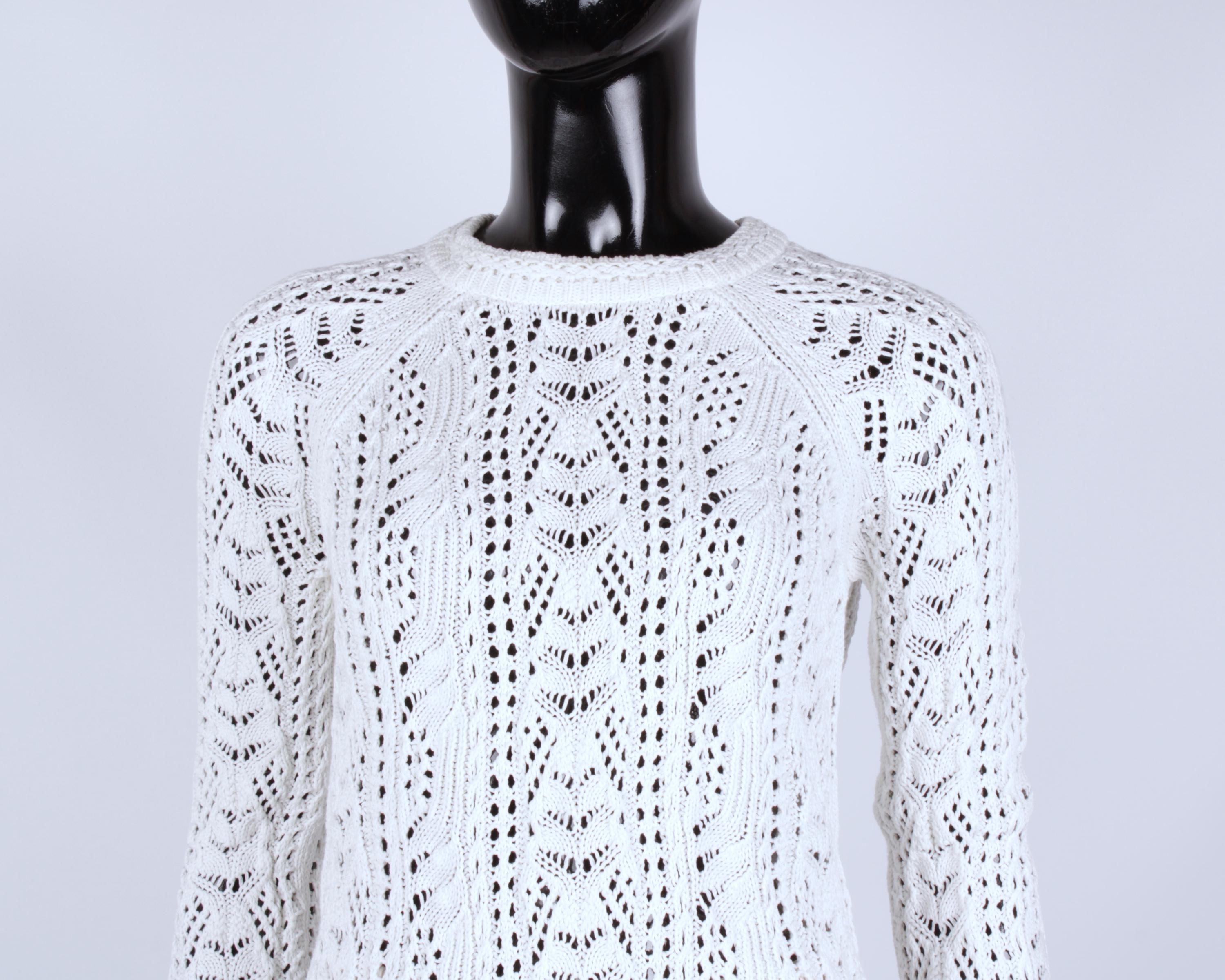 Women's SEZANE Zachary Openwork White Cotton Pointelle Lace Knit