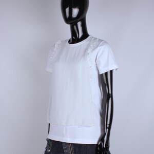 Womens CDG Comme des Garcons Girl Ruffle White Short Sleeve T-Shirt Size M Japan