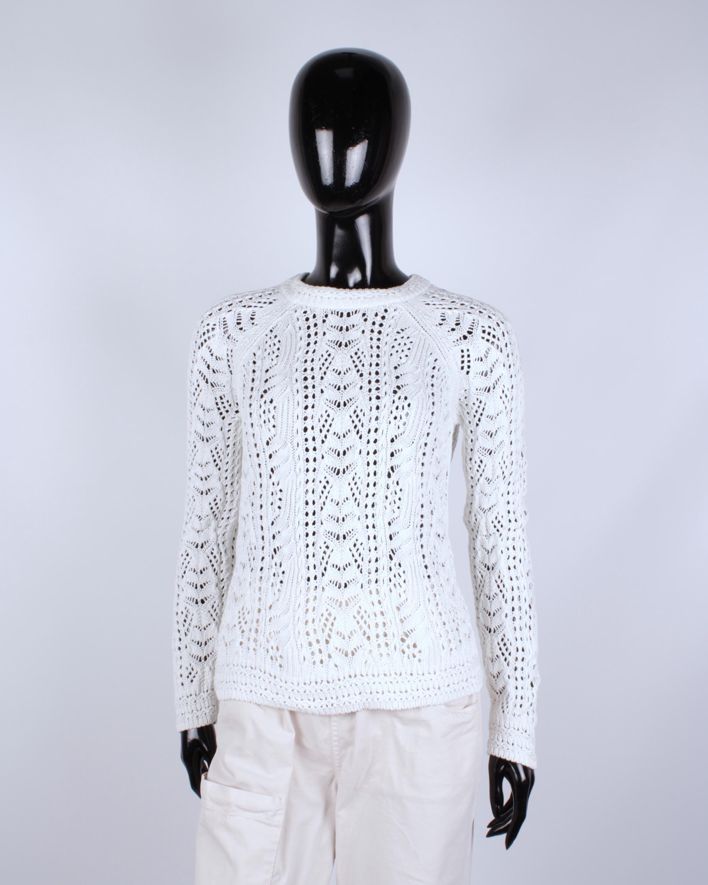 Women's SEZANE Zachary Openwork White Cotton Pointelle Lace Knit