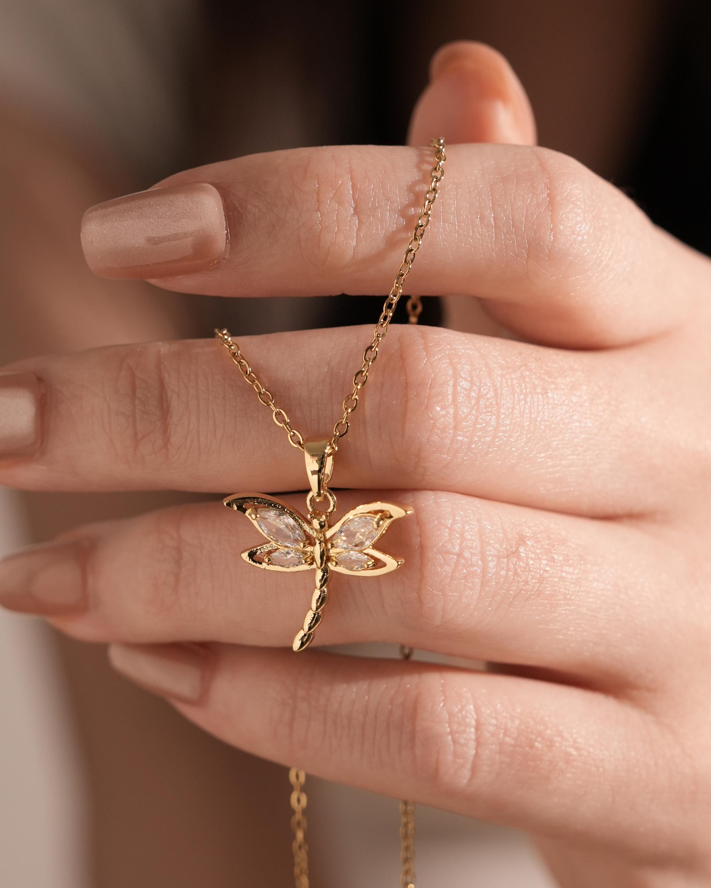 Dragonfly Necklace - Etsy Canada