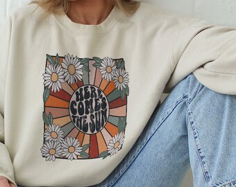 Aquí viene la sudadera del sol, sudadera del sol, sudadera retro de los Beatles, regalo para el fan de los Beatles, sudadera de los Beatles