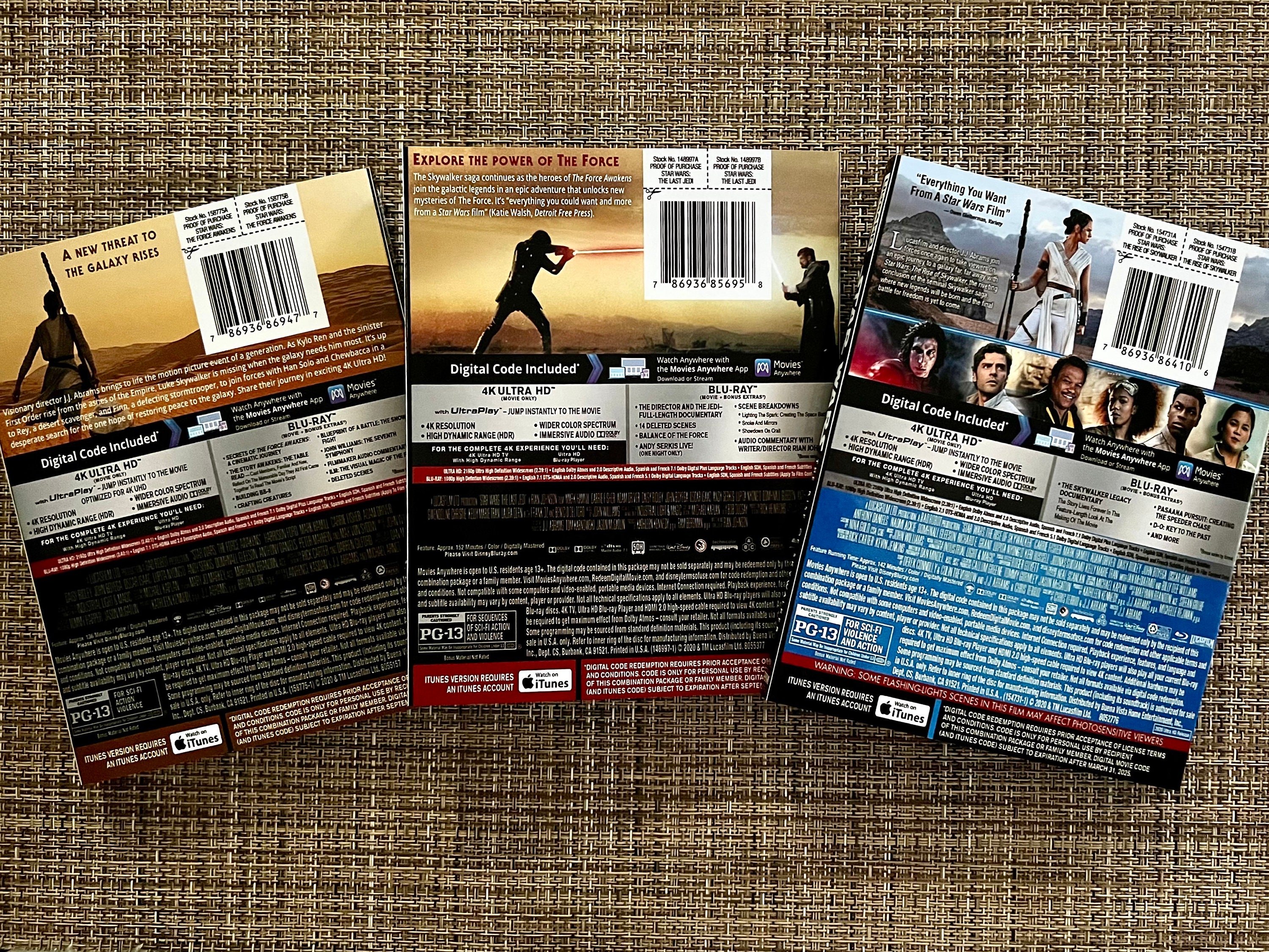 Star Wars Episode 7-9 4K UHD Slipcover ONLY (with Original Star Wars Episode 7-9 4K UHD Slipcover ONLY (with Original