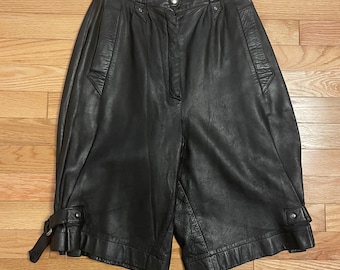 80s Claude Montana Leather Shorts