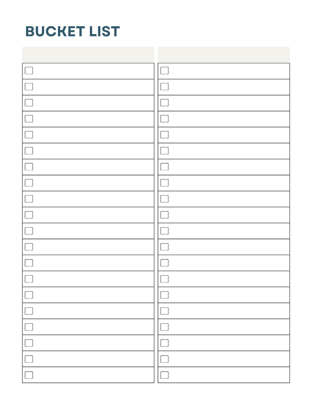 Printable Bucket List Bucket List PDF Bucket List Template Etsy