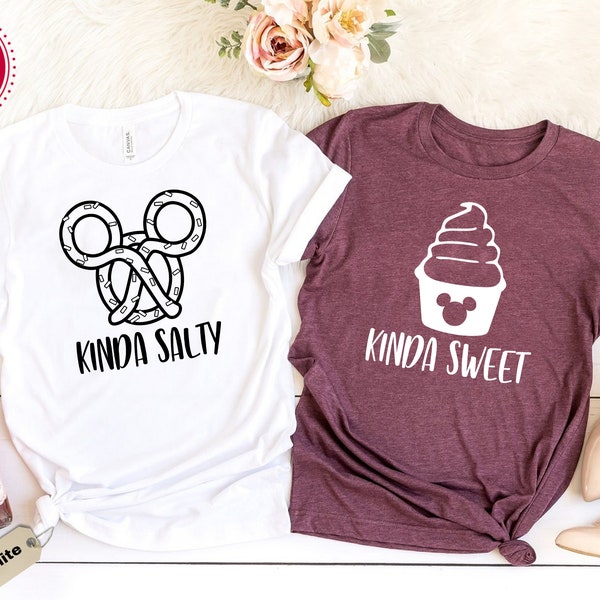 Kinda Salty Kinda Sweet Matching Shirts, Disney Couples Shirt, Disney Snack Goals Tee, Disney Food Lover Shirt, Mickey Ice Cream And Pretzel