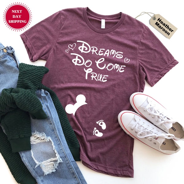 Träume werden wahr Schwangerschaft T-Shirt, Mickey Mouse Ohren, Disneyland Mutterschafts-T-Shirt, Schwangerschaft Shirt, Mutterschaftspullover, Disneyland Schwangerschaft