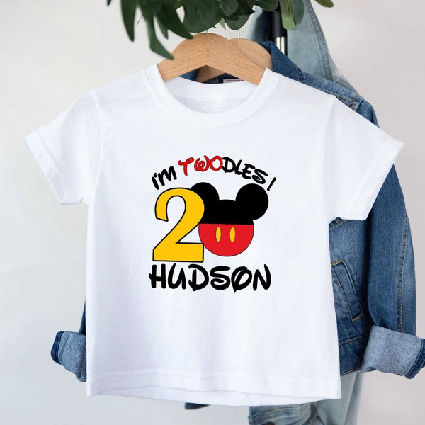 I’m Twodles Birthday Shirt, Mickey Minnie Mouse Shirt, 2nd Birthday Shirt For Boy And Girl, Custom Family Birthday Shirt, Personalized Shirt