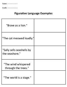 Figurative Language Cut &paste Activity 3-5 Grade - Etsy