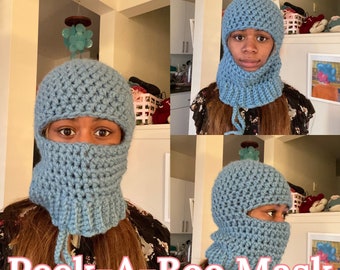 Peek-a-Boo Ski Mask Crochet Versatile Unique Balaclava with Ribbing Beginner Pattern
