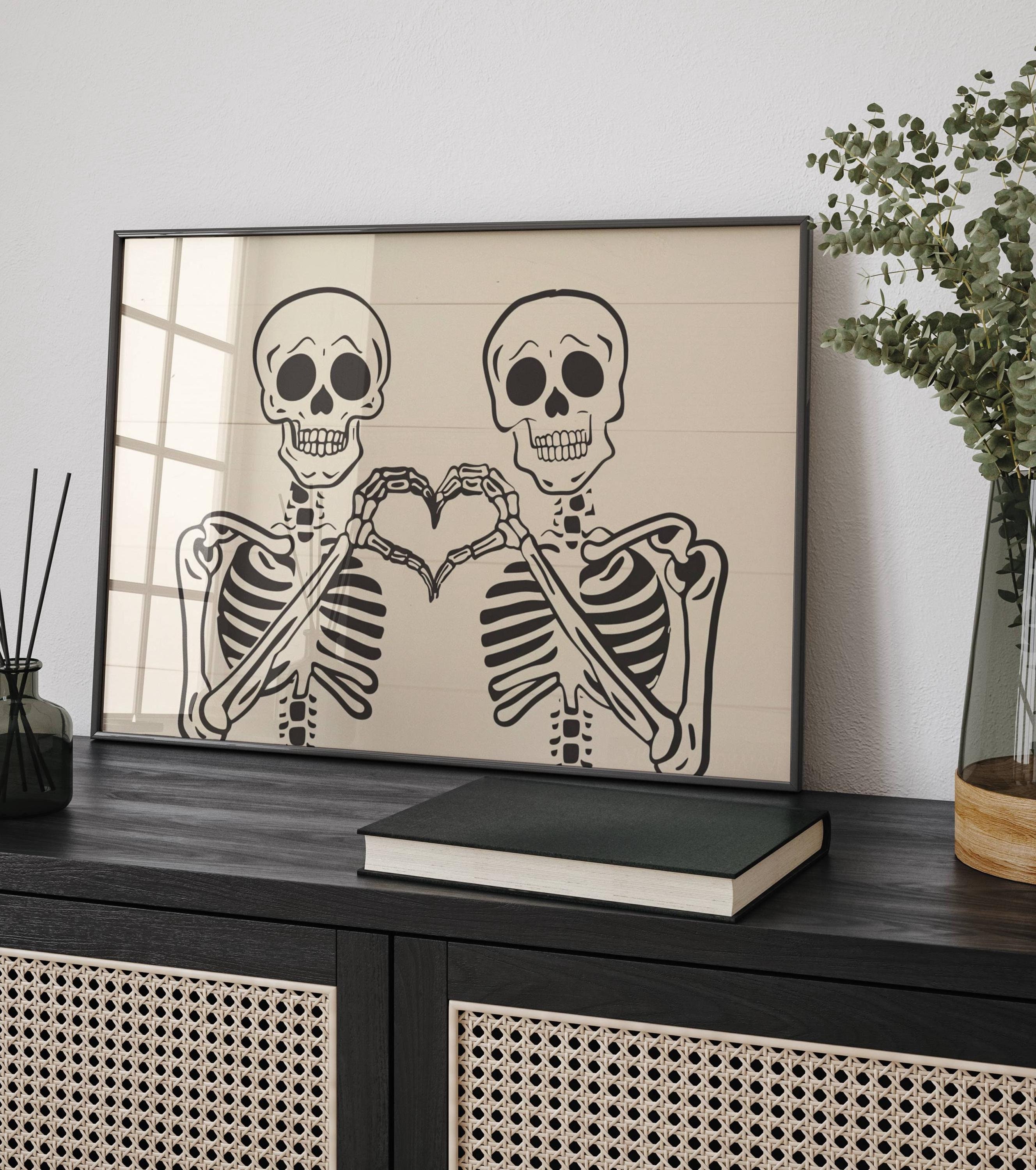 Skeleton Art Print, Halloween Decorations, Printable Digital Wall Art, Skeleton Poster, Halloween Wall Decor, Vintage Halloween Art Prints