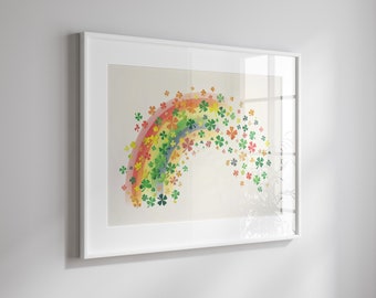 St Patricks Day Regenbogen Print, druckbare digitale Wandkunst, St Pattys Day Dekorationen, Shamrock-Dekor, St Patricks Dekoration, irische Drucke