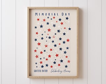 Memorial Day Decor, Patriotic Wall Art, Printable Digital Memorial Day Prints, Memorial Day Printables, Patriotic Decorations, America
