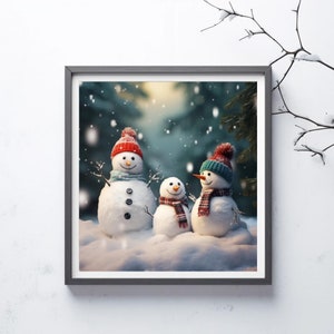 Snowman Wall Decor | Printable Digital Christmas Wall Art | Xmas Decorations | Snowmen Christmas Winter Scene | Holiday Prints