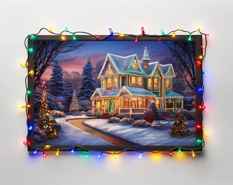 Vintage Christmas Wall Art | Printable Digital Christmas Decorations | Winter Scene | Xmas Wall Decor | Holiday Prints | Colorful Painting