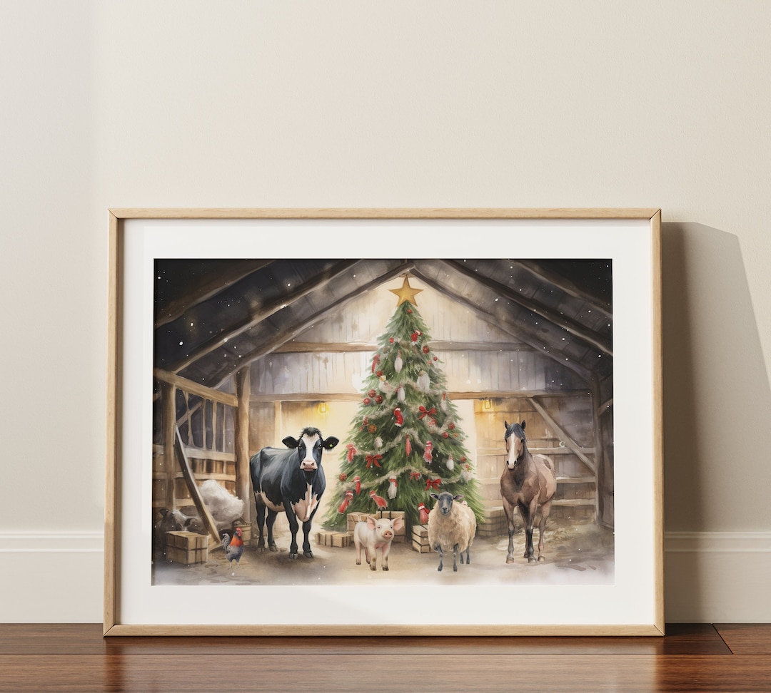 Christmas Farm Animal Decoration Printable Digital Christmas Wall Art