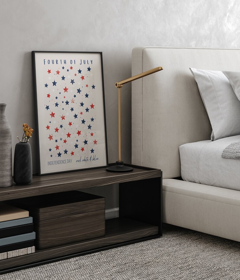 Fourth of July Decor, Printable Digital 4th of July Wall Art, Summer Decoration, Patriotic Wall Art, Star Home Decor, Independence Day Art image 2