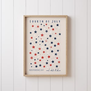 Fourth of July Decor, Printable Digital 4th of July Wall Art, Summer Decoration, Patriotic Wall Art, Star Home Decor, Independence Day Art image 1
