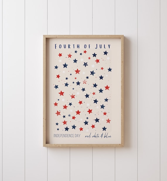 Fourth of July Decor, Printable Digital 4th of July Wall Art, Summer Decoration, Patriotic Wall Art, Star Home Decor, Independence Day Art