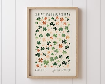 St. Patricks Day Decorations | Printable Digital Wall Art | St. Pattys Day Decoration, Vintage Shamrock Decor, Irish Decor, Clover Sign