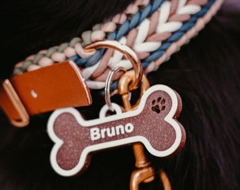 Personalized 3D printed bone dog tag – Easter gift for dog owners – Dog tag with double-sided engraving – Dog address tag in 20 colors