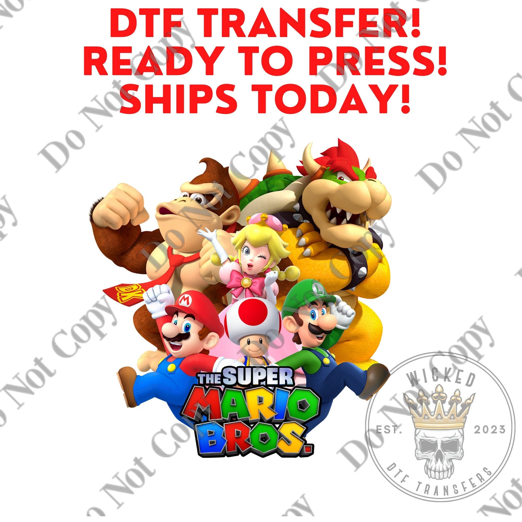 dtf transfers ready to press Mario, Popular transfer, Vibrant