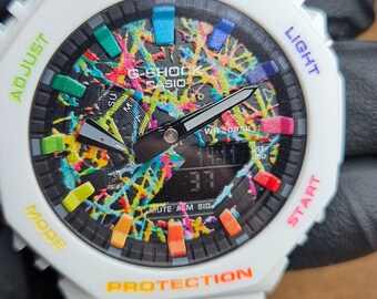 Casio G-Shock personalizado Pintado a mano - Colores - GA-2100 Casioak 44mm