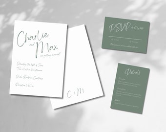 Minimal Modern Wedding Suite - Instant Download Wedding Templates, Printable, DIY, 100% Editable Templates, Handwritten, Canva