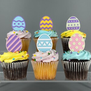 Easter Egg Cupcake Toppers, Spring Holiday Party, 3D Printed Cupcake Toppers