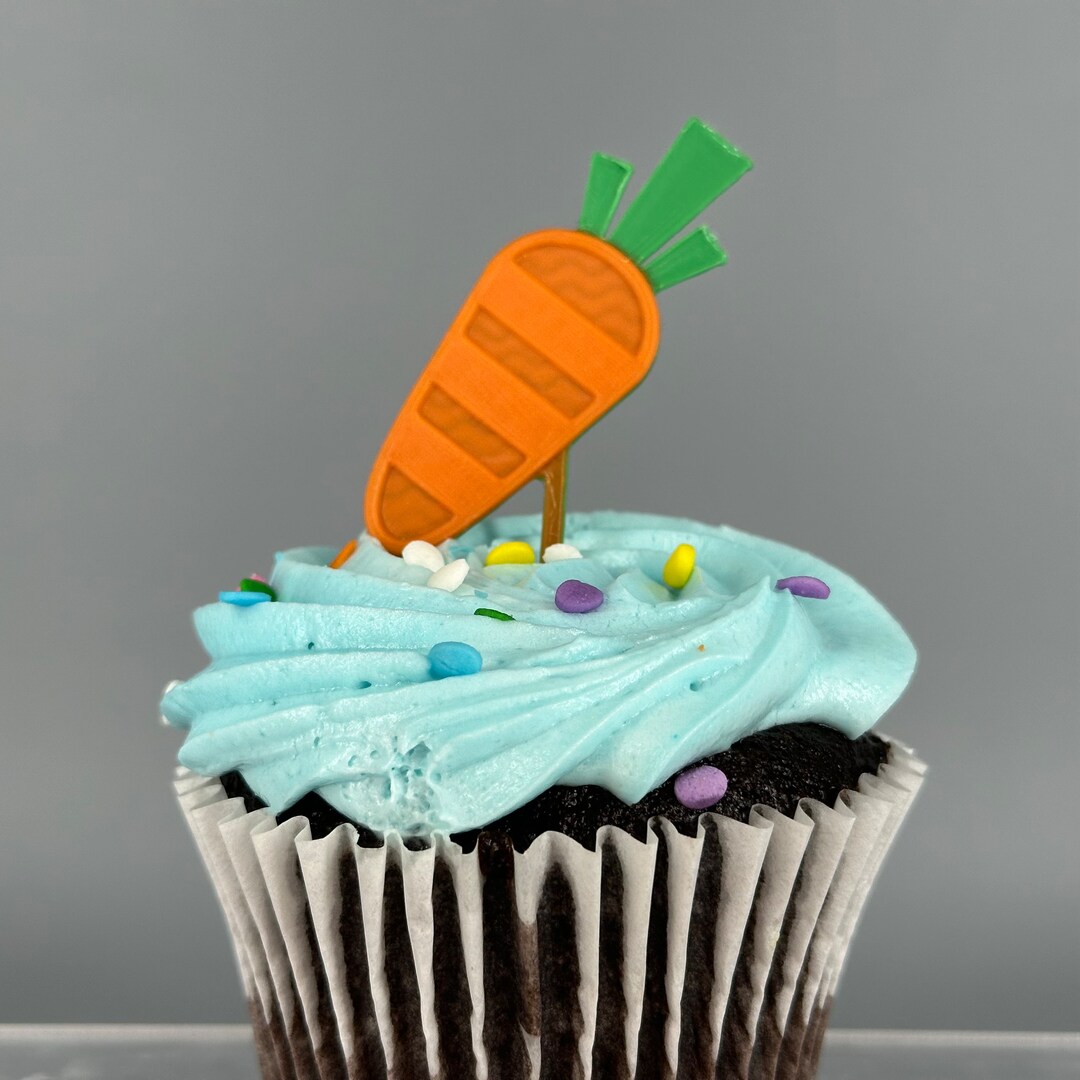 Carrot Cupcake Toppers 6 Count 3D Printed Easter Cupcake Toppers Etsy