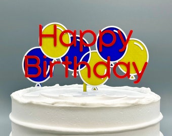 Classic "Happy Birthday" Cake Topper with Balloons
