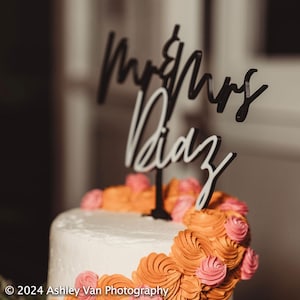 Custom Last Name Cake Topper Wedding, 3D Printed Cake Topper, Minimalistic Wedding Decor,