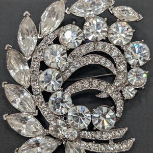 Eisenberg Ice pin brooch clear large 2.5&quot; signed