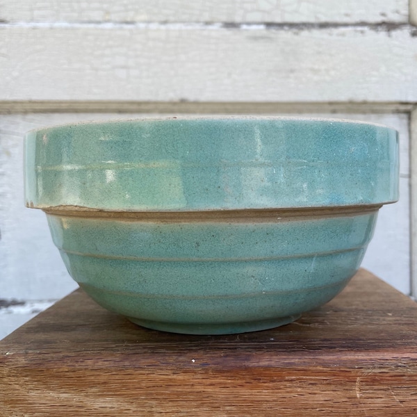 Vintage Stoneware Mixing Bowl - Spring Decor - Shabby Cottage - Farmhouse Decor - Spring Farmhouse Decor - Primitive Decor - Vintage