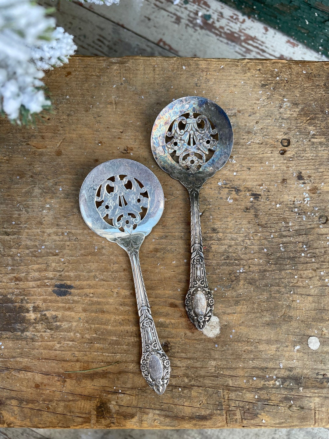 Pair of Vintage Silver Plate Bon Bon Spoons Vintage Bon Bon Spoons
