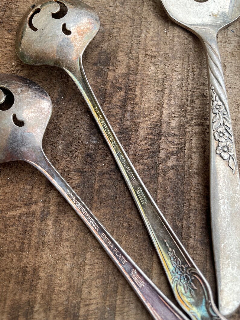 Set of 5 Vintage Silver Plate Spoons Vintage Silver Plate Sugar Spoons Instant Collection