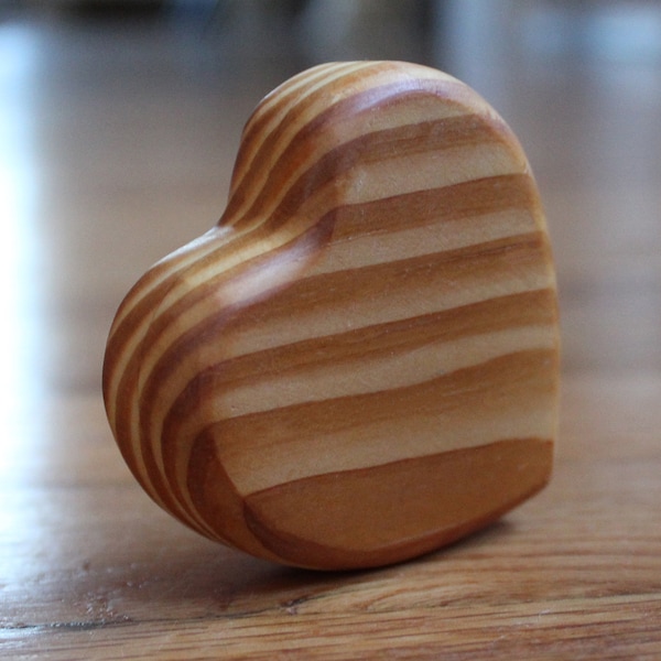 Wooden Baby Rattle - Yellow Pine Heart Shaker - Grasping Toy - Developmental Toys For Babies - Organic Wood Toys For Children