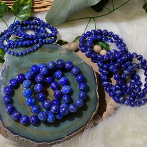 Lapis Lazuli Beaded Stretch Bracelet || 8mm Lapis Lazuli Bracelet || Crystal Bracelet || Lapis Lazuli Jewelry || Stretchy Elastic Bracelet