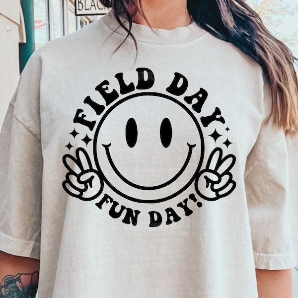 Field Day Fun Day SVG, Field Day Png, Retro School Game Day, Smiley Face Svg, Field Day Teacher Shirt, Svg Files for Cricut