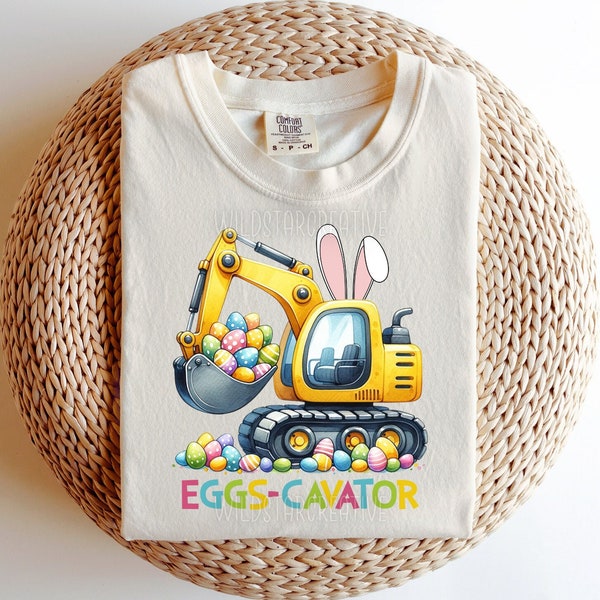 Watercolor Eggs-Cavator Sublimation Designs PNG, Easter Day PNG, Kids Easter png, Kids Sublimation PNG, Easter boy shirt, Digital Download