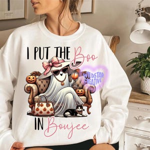 I Put The Boo in Boujee Png, Coquette Halloween PNG, Fall png, Spooky Season Png, Pumpkin Png, Halloween Mama Png, Sublimation TShirt Design