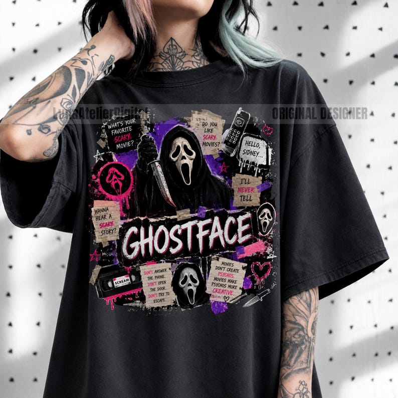 Ghostface Scream PNG, Retro Horror Movie Graphic, Slasher Sublimation (Digital Download) image 3