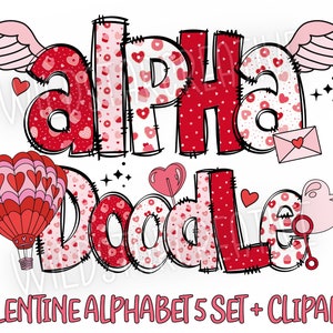Alfabeto de San Valentín PNG, Cartas de San Valentín, Doodle de San Valentín, Carta de Amor, San Valentín, Sublimación, Paquete, Paquete Alfa 59AP