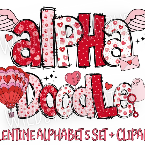 Valentijnsdag alfabet PNG, Valentijnsdag brieven, Valentijnsdag Doodle, liefdesbrief, Valentijn, sublimatie, bundel, Alpha Pack 59AP