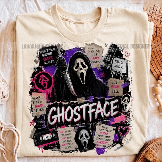Ghostface Scream PNG, Retro Horror Movie Graphic, Slasher Sublimation (Digital Download)