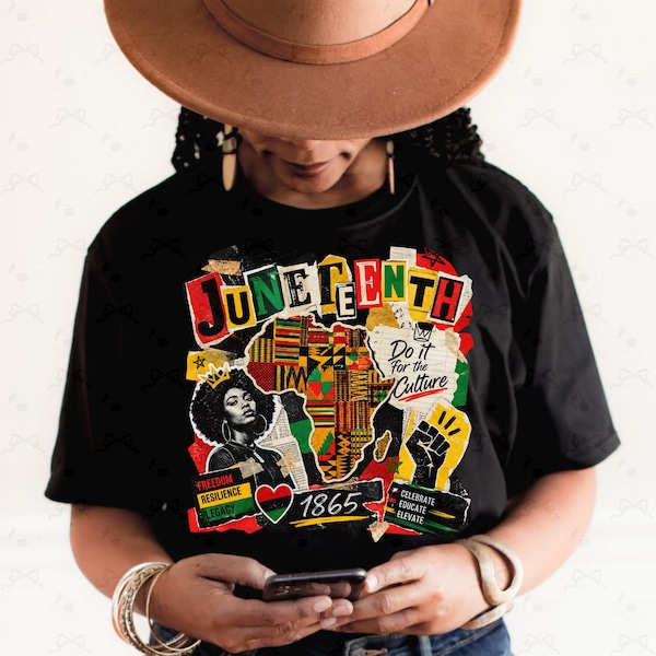 Juneteenth PNG, diseño de mapa de África con mujer afro (descarga digital)