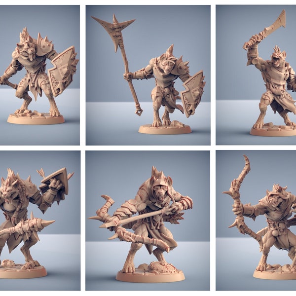 DnD Gnoll Warrior Mini | Wargaming Miniature | Player Character Token | Pathfinder Hyenakin Figure | Paintable RPG Statue