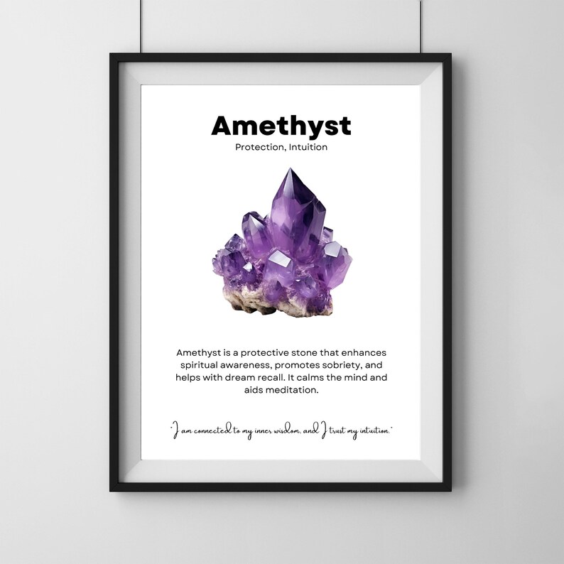 Amethyst Printable Amethyst Poster Crystal Properties Art - Etsy