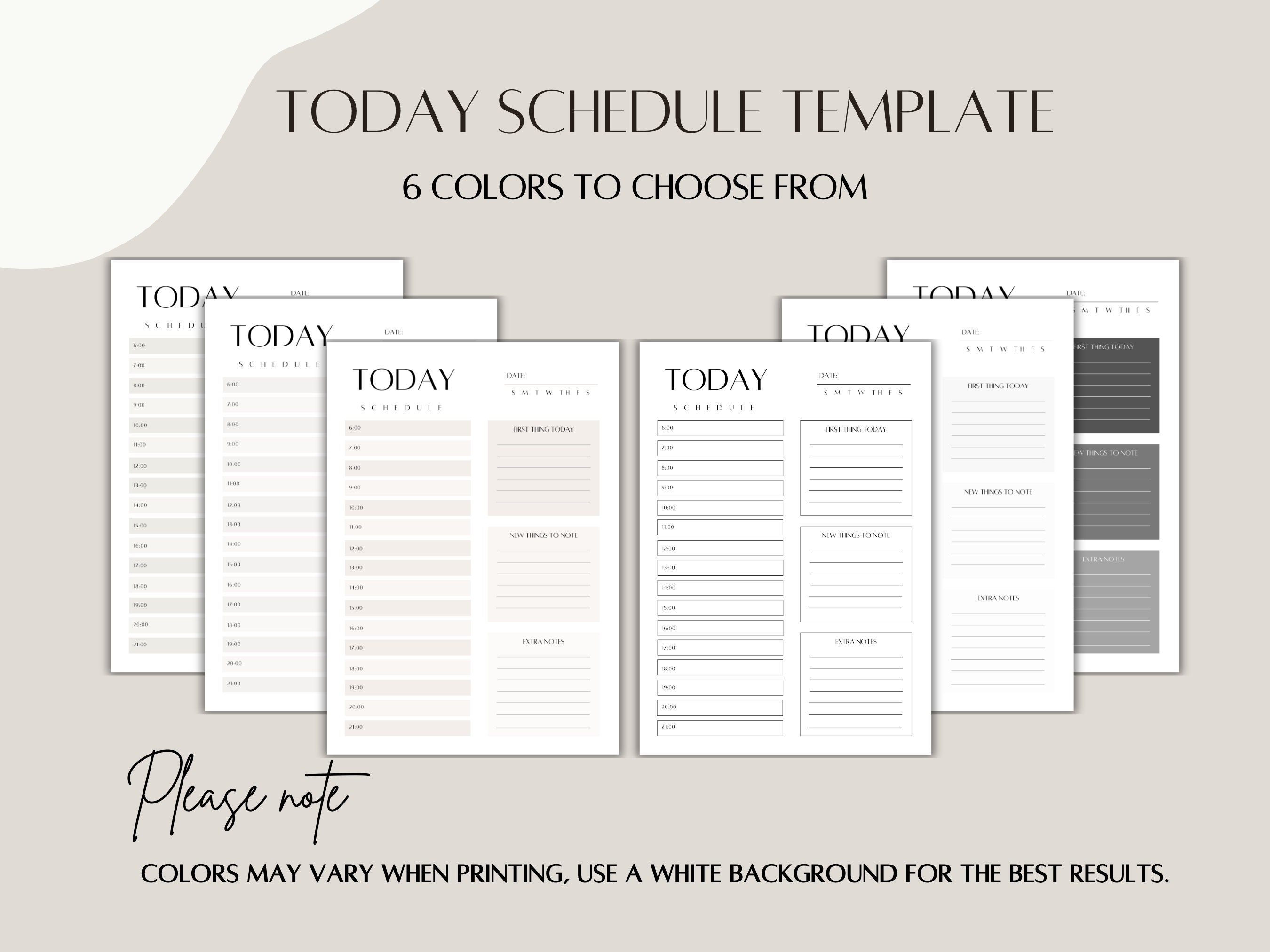 Fillable Today Schedule Template, Printable 1 Page Daily Planner ...